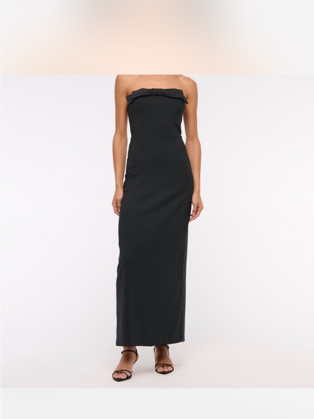 Abercrombie & Fitch Black Strapless Maxi Dress with Fold-Over Bodice Bow Detail